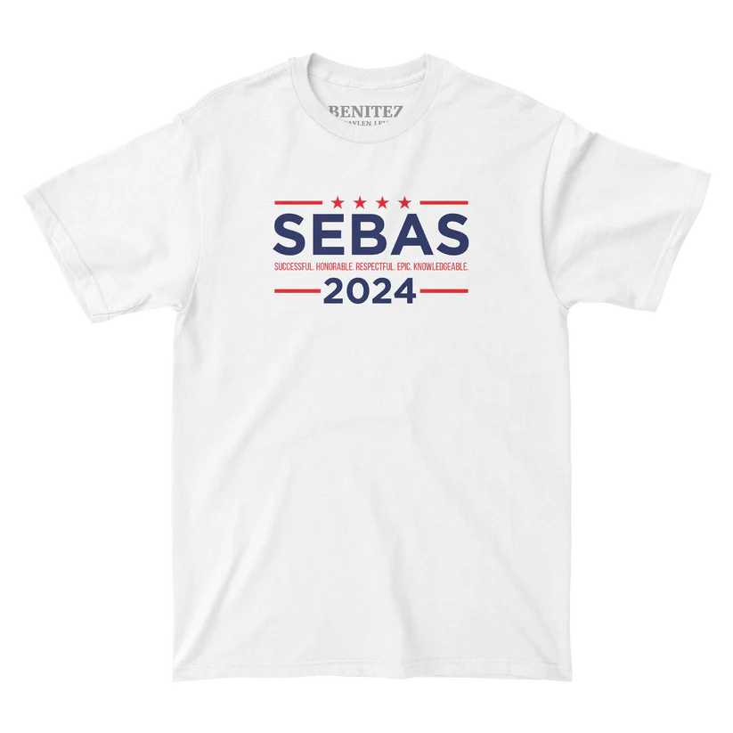 Sebas for President 2024 White Tee - Baylen Levine Offical